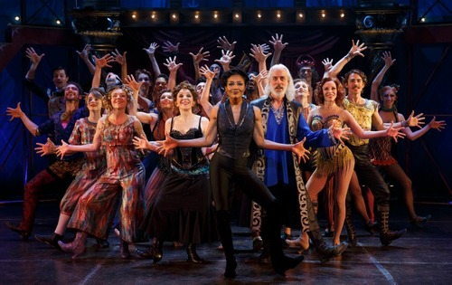 The Broadway cast of "Pippin," above. The first national touring production of the iconic musical, with circus creations by Gypsy Snider, launches in Denver on Sept. 6. Photo by Joan Marcus. 